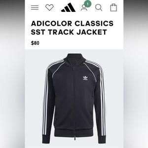 Men's Adidas Adicolor Classics SST 3 Stripes Track Jacket Black w/ White Stripes